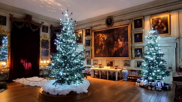 Christmas Trees in the Square Dining Room at Petworth, West Sussex
